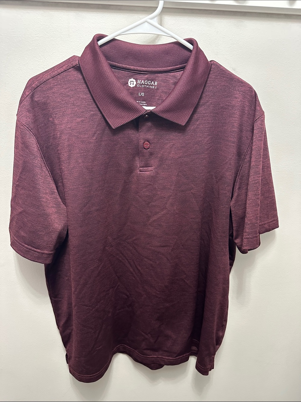 Haggar Men’s Burgundy Polo Shirt - Classic Short Sleeve